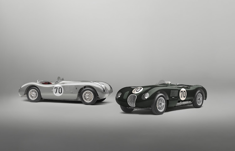 These two Jaguar C-type Continuation models celebrate 70th anniversary the marque's triumph Le Mans. Picture: SUPPLIED