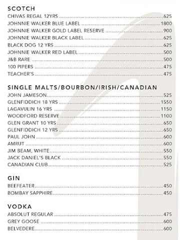 The One - Le Meridien menu 