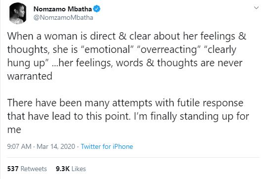 Nomzamo Mbatha making her point clear.