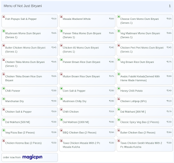 Not Just Biryani menu 