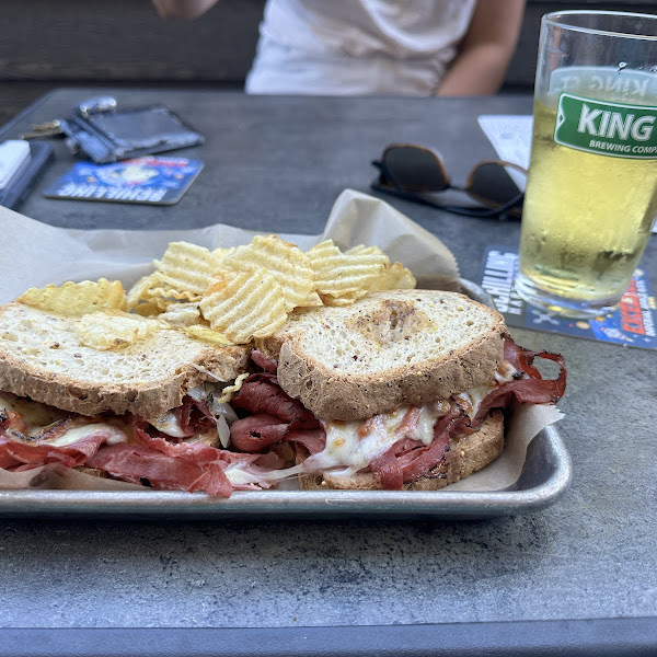 Pastrami Melt on GF bread.