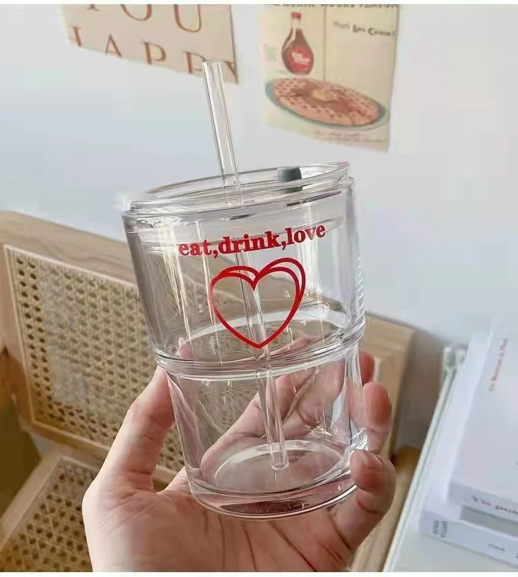 Title 2, Tasse en verre Love Bamboo Knot Girl Heart avec...