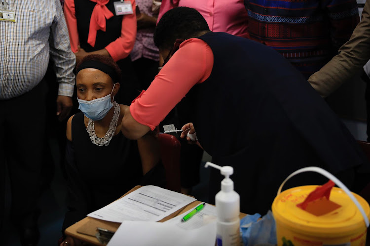 Steve Biko Academic Hospital CEO Dr Mathabo Mathebula gets her Covid jab.