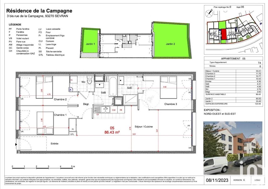 Vente appartement 4 pièces 86 m² à Sevran (93270), 415 530 €