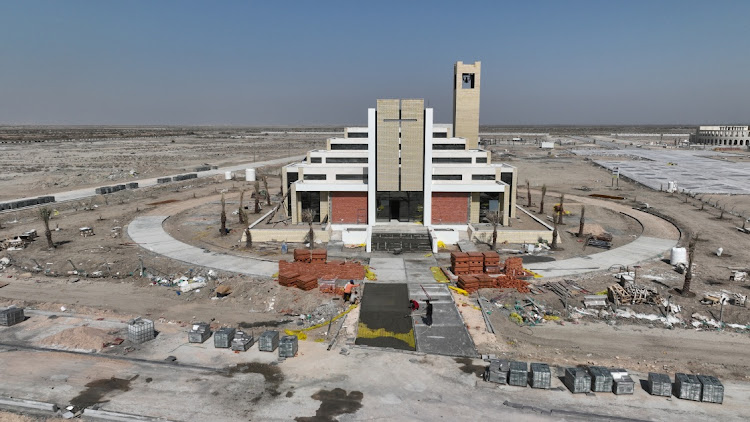 Drone view shows the "Ibrahim Al-Khalil" church, which was built in an effort to attract tourists and Christians to the ancient city, after the Pope's visit to Ur in 2021, Iraq March 3, 2024.