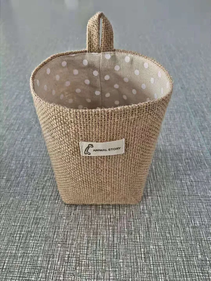 Bolsa de armazenamento criativa de algodão e linho para pendurar na parede ou porta, juta, ideal para organizar objetos de escritório
