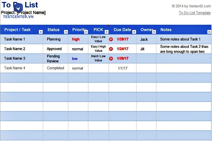 quản lý công việc bằng excel như thế nào