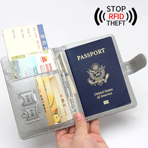 Title 5, Anti-theft Swipe Passport Leather Ticket Clip B...