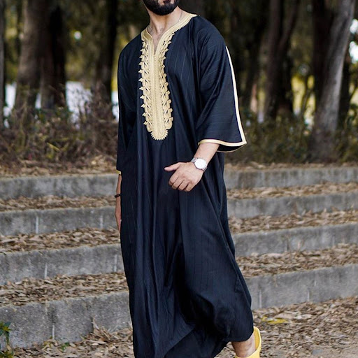 Title 6, Fashionable Mens Long Shirt Black Muslim Robe....
