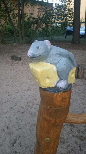 Maus Auf Dem Käse Aus Holz 