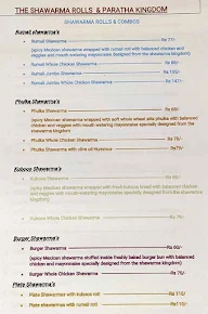 The Shawarma Rolls & Paratha Kingdom menu 1