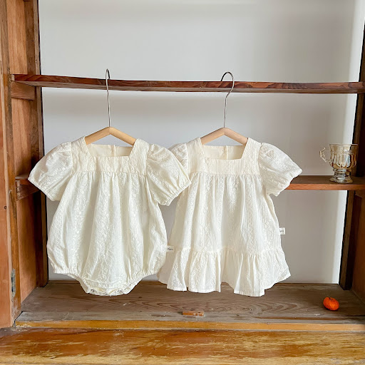 Title 8, Summer Embroidered Dress With Bubble Short Slee...
