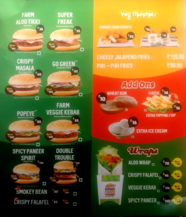 Burgerfarm menu 