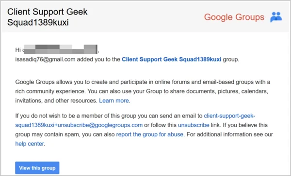 Google Groups spam massages issue escalated for further investigation