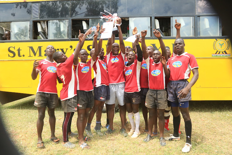 St Mary's Yala celebrate with the Nyanza region trophy