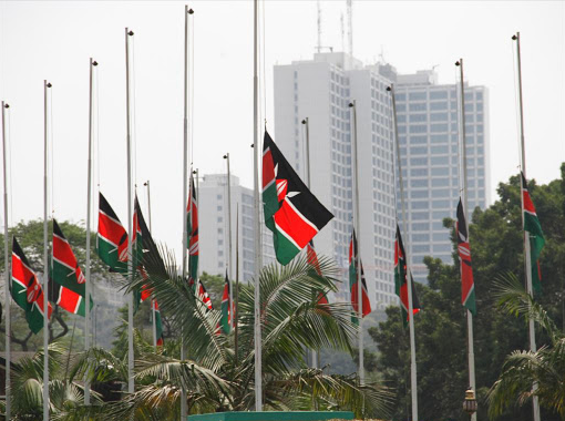 Kenyan flags flow at half mast