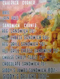 Siddy's Corner menu 2