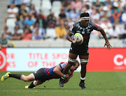 Phendulani Buthelezi of the Sharks during the Super Rugby, #SuperHeroSunday match between Emirates Lions and Cell C Sharks at Cape Town Stadium on February 03, 2019 in Cape Town, South Africa.