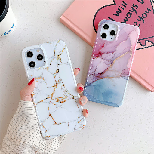 Title 7, Four-corner anti-shattering gold marble phone c...