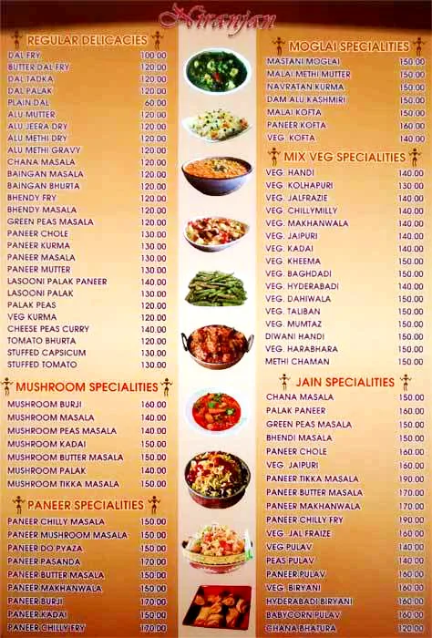 Shree Niranjan menu 