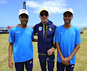 General view of Dale Steyn of the Proteas and participants posing during the Audi Q5 Fast Track Grand Final at Camps Bay Oval on October 19, 2017 in Cape Town, South Africa.