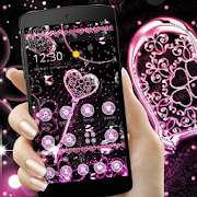 Pink Black Diamond Glitter Hearts Theme 1.1.2 Icon