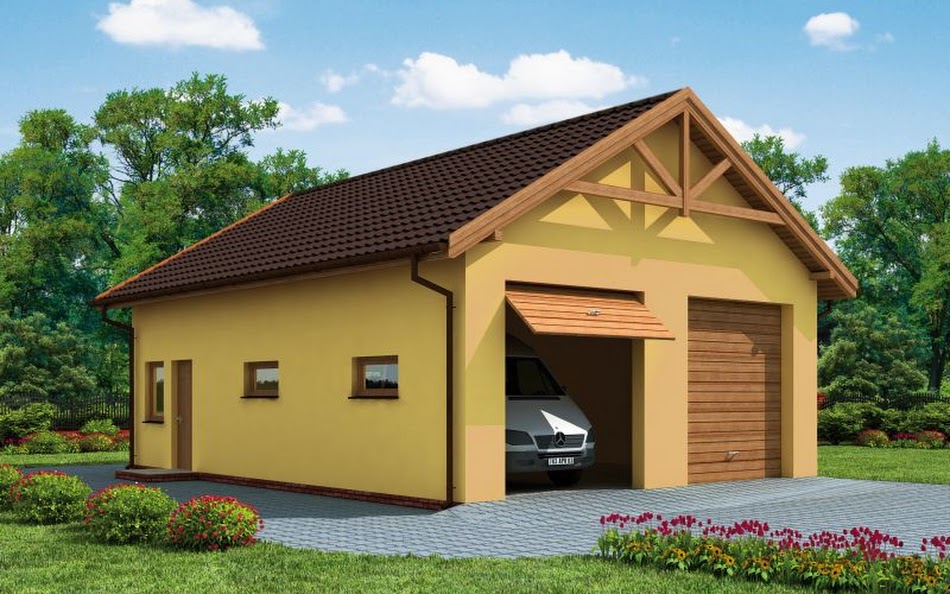 Wizualizacja 1 garażu G200 szkielet drewniany