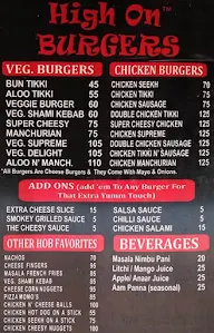 High On Burgers menu 2