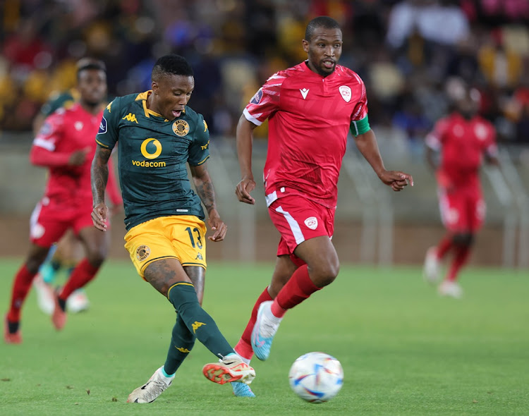 Kaizer Chiefs midfielder Pule Mmodi challenged by Kamohelo Mokotjo of Sekhukhune United during their DStv Premiership match at Peter Mokaba Stadium in Polokwane.