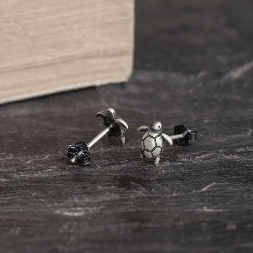 Title 3, S925 Sterling Silver Small Sea Turtle Vintage E...