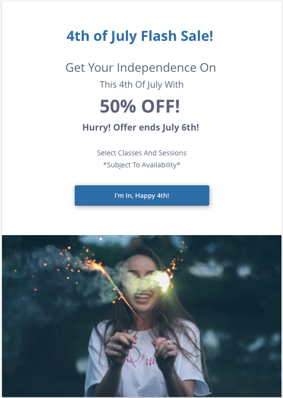 vcita July 4th email campaign