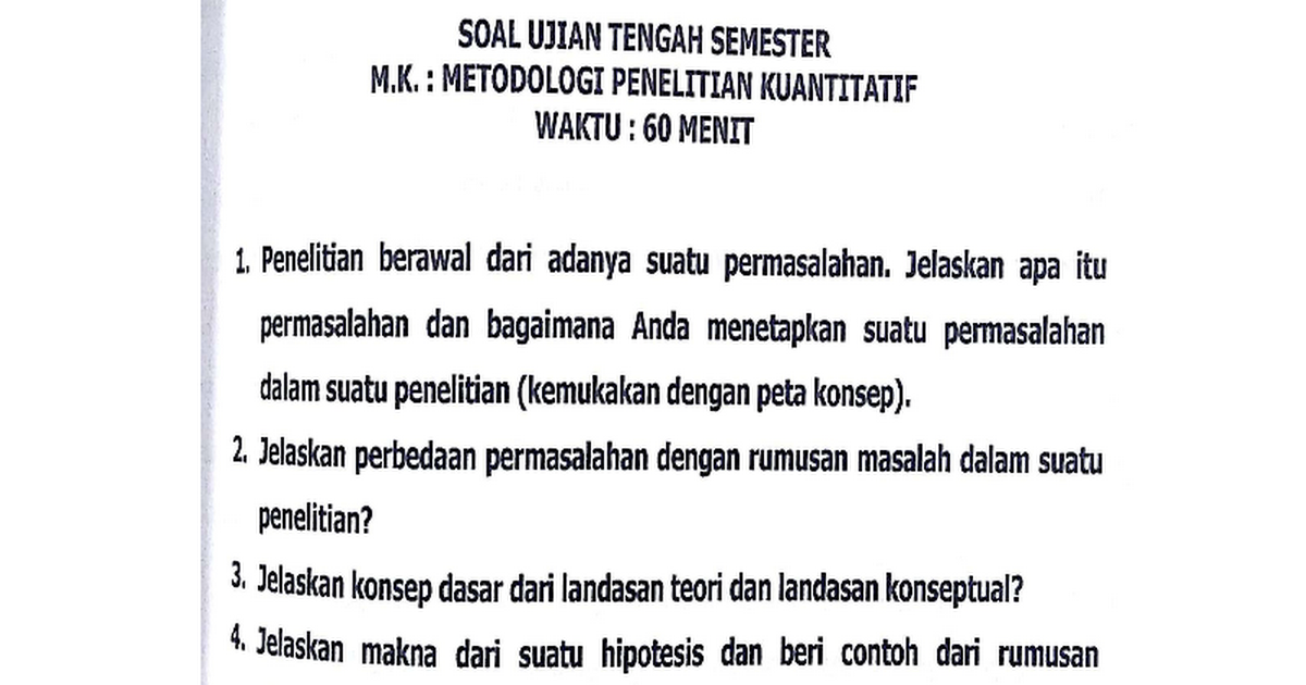 Soal Uas Metodologi Penelitian - Rumah Berita