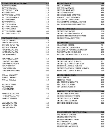 Panchavati Bar & Restro menu 