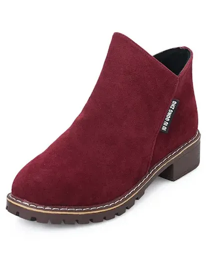 Korean Side Zipper Short Boots Female Low Chelsea Boots N... - 0