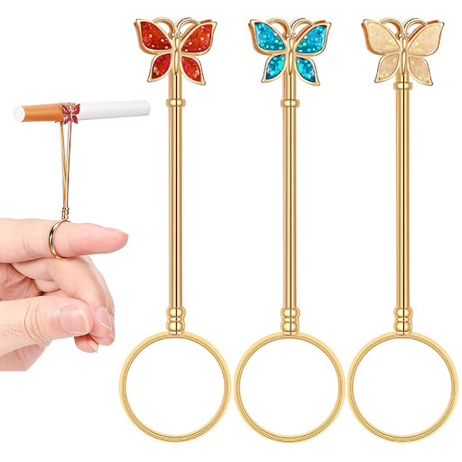 Title 2, Creative Painting Oil Butterfly Smoking Ring Br...