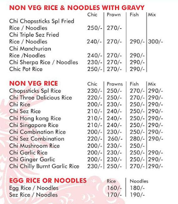 Chopstick Chinese Cuisine menu 