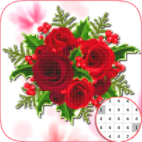 Rose Flower Color By Number-Coloring PixelArt