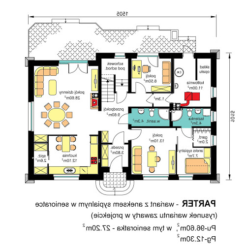 BS-16 dwulokalowy - Rzut parteru - propozycja adaptacji - aneks sypialny w senioratce