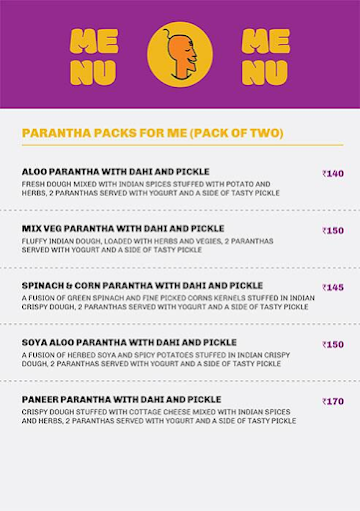 Parantha Pundit menu 