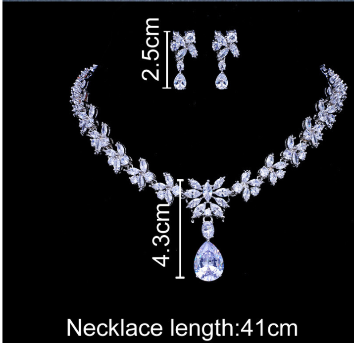 Title 1, Elegante Conjunto de Collar y Pendientes de Zir...