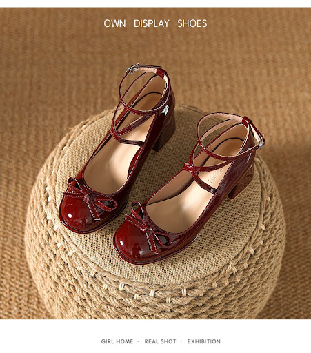 Title 6, Womens Mary Jane Cross Strap Pumps with Bow