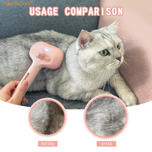 PawPartner Steamy Cat Brush for Shedding 2 in 1 Self Cleaning Brush for Cats and Dogs Hair Removal Comb with Water Tank 
