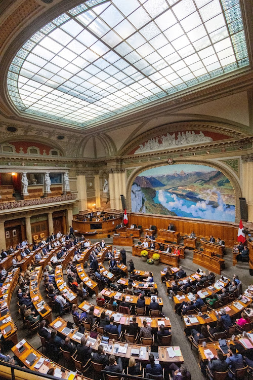 The National Council sits on the last day of the legislature before national elections in October in the Swiss Parliament Building (Bundeshaus) in Bern, Switzerland, September 29 2023. Picture: DENIS BALIBOUSE/REUTERS