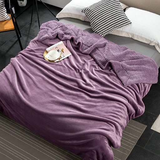 Title 1, AB Side Coral Velvet and Lamb Cashmere Blanket,...
