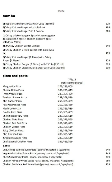 Burger Kings House menu 