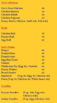 Zee's Cafe menu 2