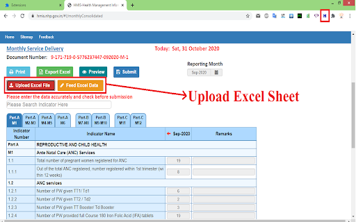 Upload Excel Sheet Remarks Number 