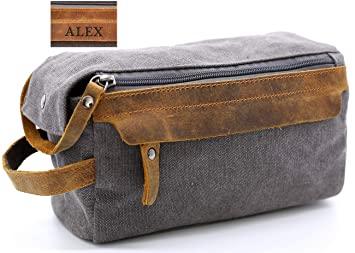 Toiletry Bag For Men And Women Personalized Shaving Kit Bag Crazy Horse Leather  Dopp Kit For Men Travel Shaving Bag Mens Toiletry Bag Canvas Dopp Kit For  Travel (Grey) : Amazon.in: Bags,