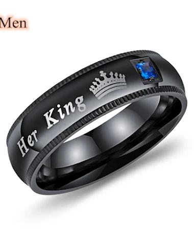 Bague de couple noire en acier tita - 1