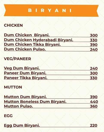 Babubhai Biryani and Caterers menu 